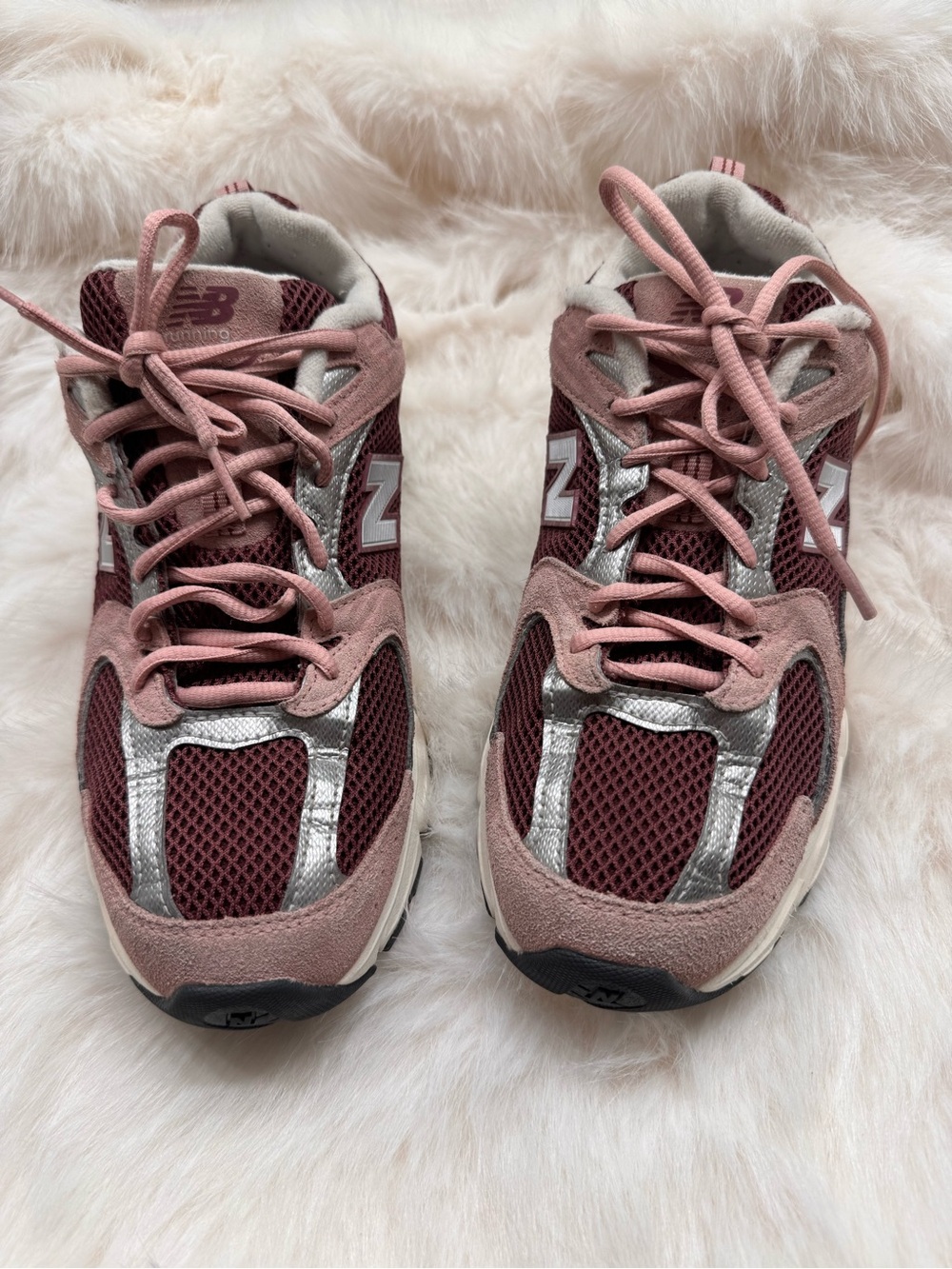 New Balance Women's Rose Pink & Burgundy Lace-Up Mesh Sneakers